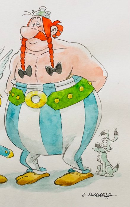 Sommacal, Giorgio - 1 Original colour drawing - Asterix e Obelix