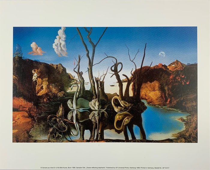 Salvador Dali (1904-1989) - Swans Reflecting Elephants, 1937 - Artprint - 24 x 30 cm