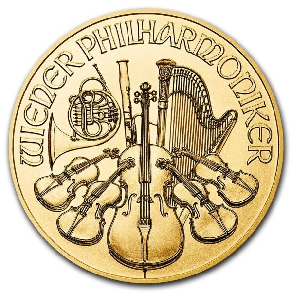 Østrig. 1/10 oz €10 EUR Gold Philharmonic Coin (Random Years)