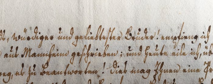 Deutsche Freimaurerei - Freimaurerbrief in deutscher Kurrentschrift - 1781