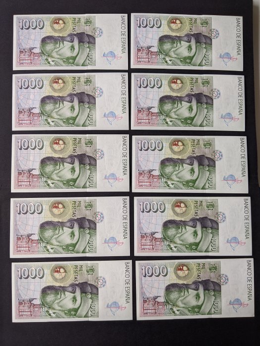 Spanien. - 20 x 1000 Pesetas 1992 - consecutive - EDIFIL: 483  (Ingen mindstepris)