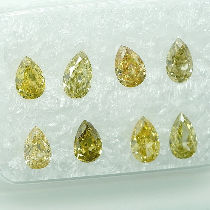 8 pcs Diamant  (Naturfarvet)  - 1.10 ct Blandet gul - SI1, VS1 - Gem Report Antwerp (GRA)