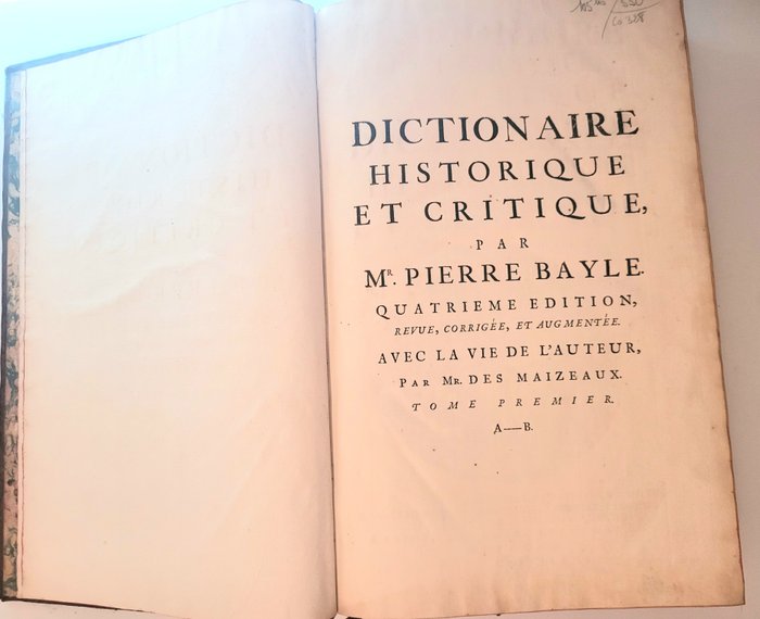 Pierre Bayle - Dictionnaire historique et critique de Bayle - 1704-1730