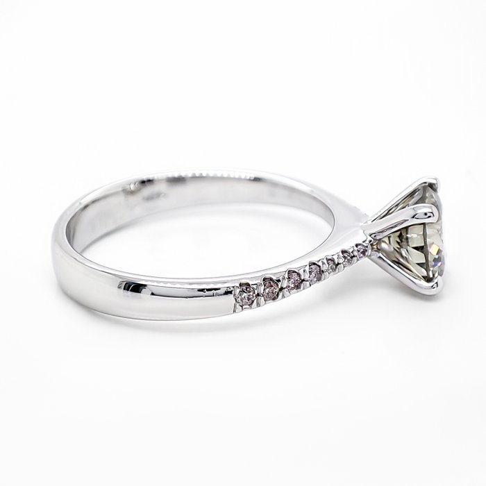 Ring - 14 karat Hvidguld -  1.21ct. tw. Grå Diamant (Naturfarvet) - Diamant