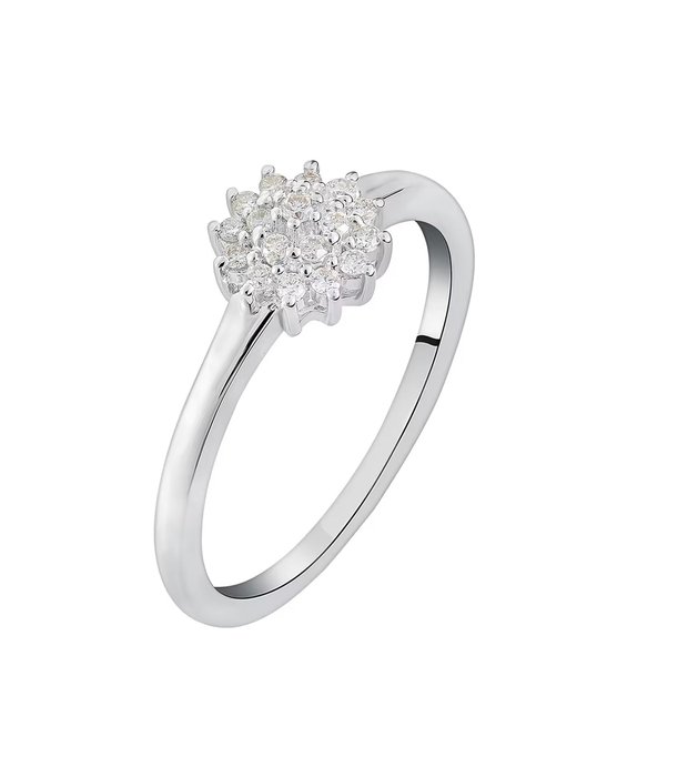 Ingen mindstepris - Ring - 9 kt. Hvidguld Diamant (Natur) - 375 guldring med diamant