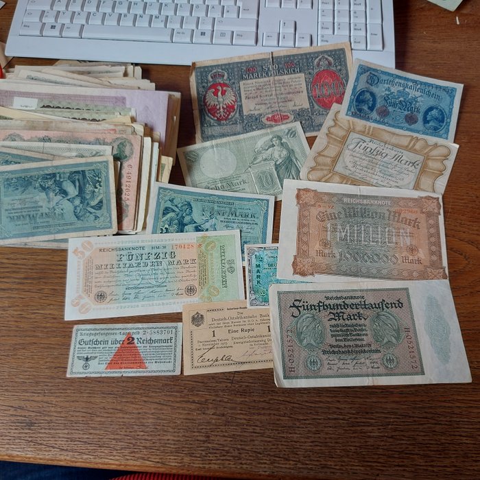 Tyskland. - 315 Banknoten - alle mit Besonderheiten (Propaganda, Fehldruck, Subtypen etc) - various dates  (Ingen mindstepris)