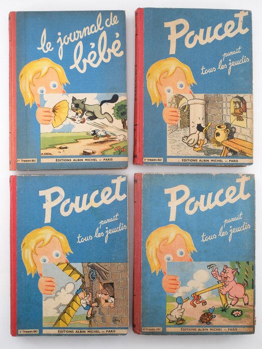 Poucet / Le Journal de Bébé - Dessins par Rob Vel - 4 Samlinger - Første udgave - 1947