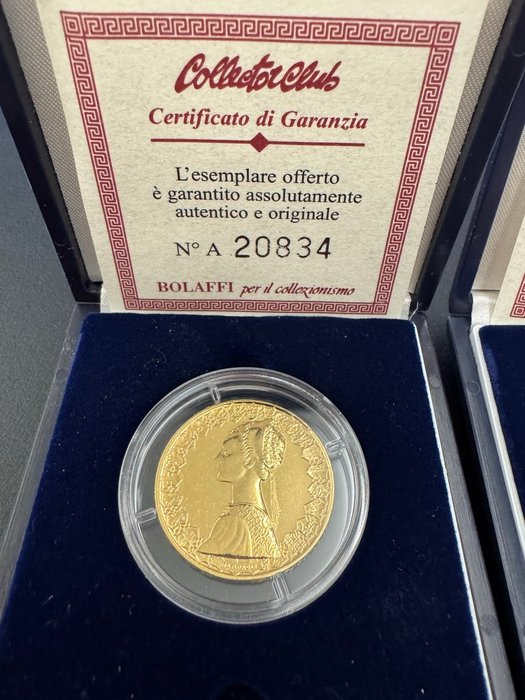 Italien. Lotto 3 monete argento 1958 (3 Monte Argento placcate oro 24 K)  (Ingen mindstepris)