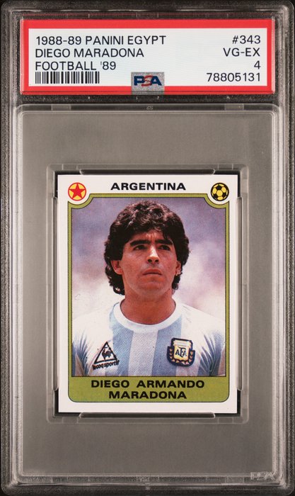 1988/89 Panini Egypt Football Diego Maradona #343 PSA 4 Graded sticker