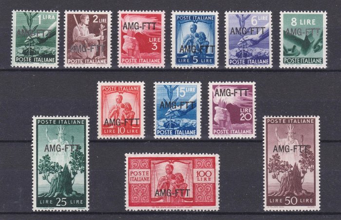 Triest - Zone A 1949/1950 - "Demokratisk" overtrykt på én linje, fremragende MNH-centrering**