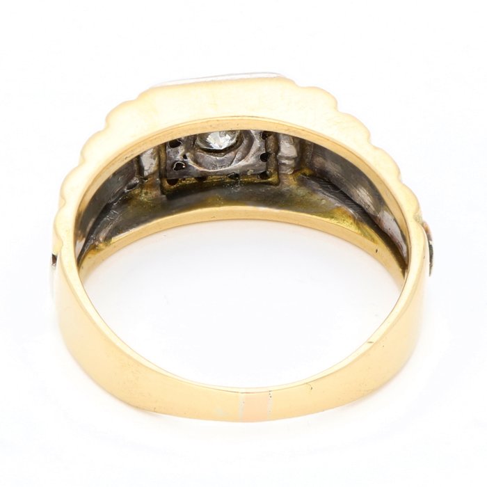 Ring - 18 kraat Gulguld, Hvidguld Diamant (Natur)