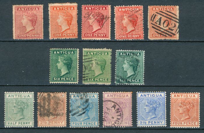 Det Britiske Statssamfund 1863/1887 - British Commonwealth Antigua 1863-1887 gode klassiske værdier - Katalogwert mind.650€,laut Online Katalog von StampWorld