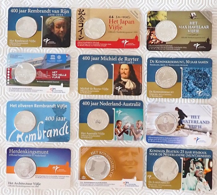 Holland 5 Euro / 10 Euro 2004/2015 (12 coincards)  (Ingen mindstepris)