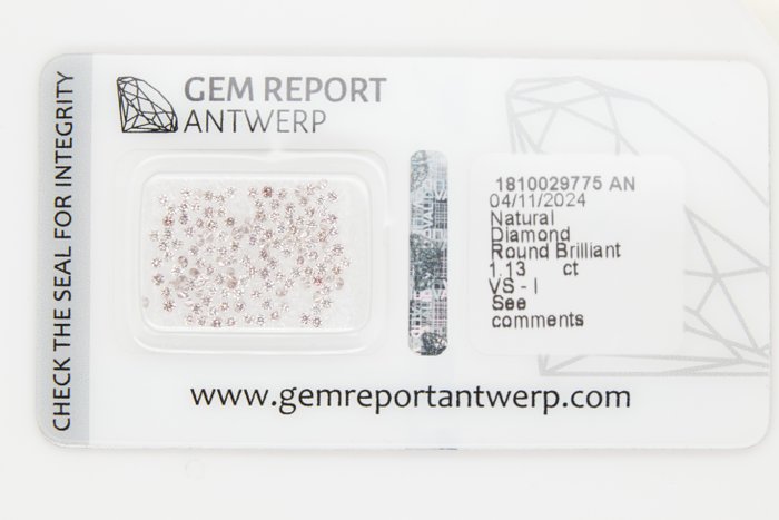 Ingen mindstepris - 139 pcs Diamant  (Natur)  - 1.13 ct - Rund - I1, I2, I3, SI1, SI2, VS1, VS2 - Gem Report Antwerp (GRA) - INGEN RESERVEPRIS