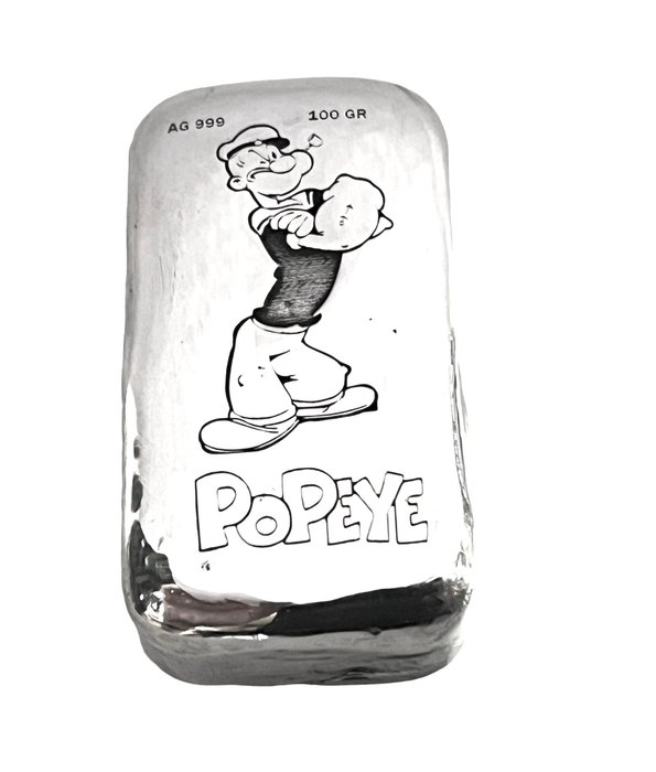 100 gram - Sølv 999 - Popeye the sailorman  (Ingen mindstepris)