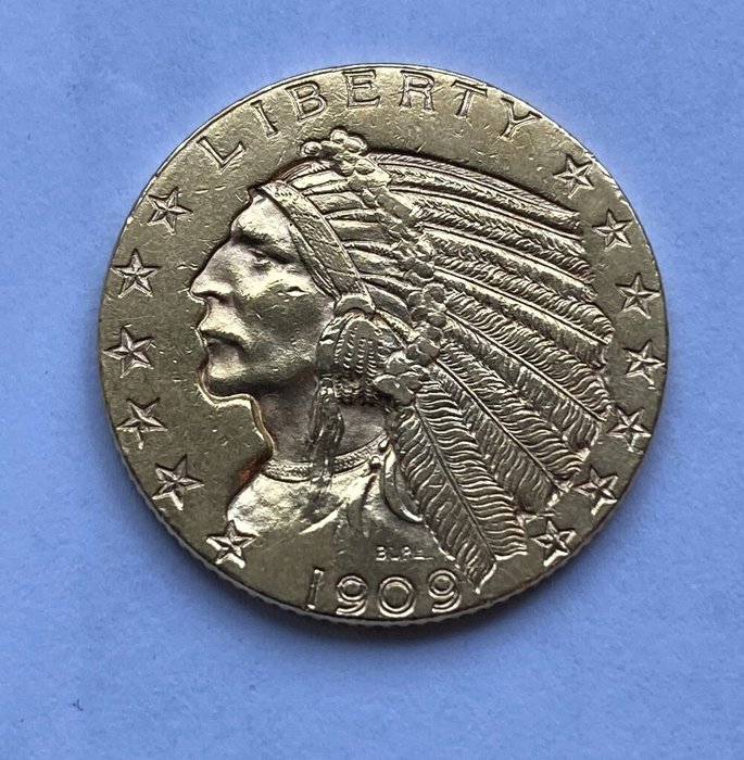 Förenta staterna Indian Head Gold $5 Half Eagle 1909-D