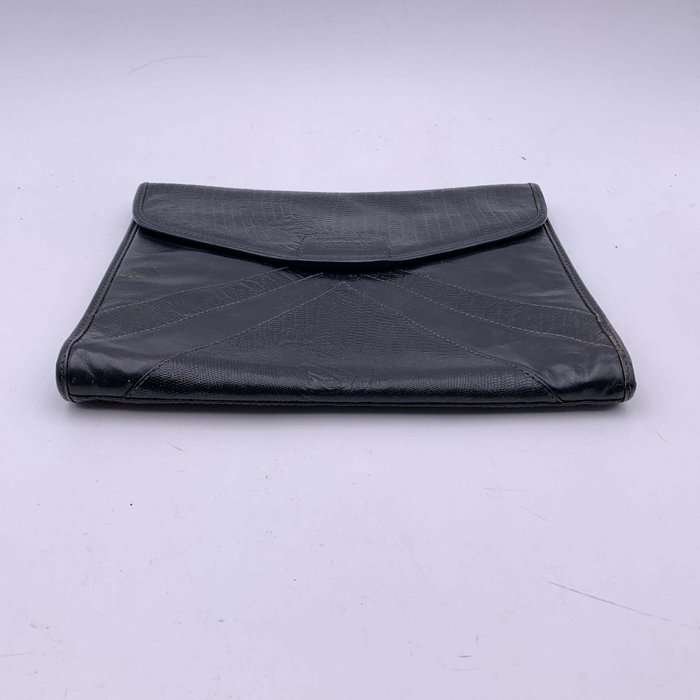 Gianfranco Ferre - Vintage Black Leather Handbag Clutch Bag - Håndtaske uden hank