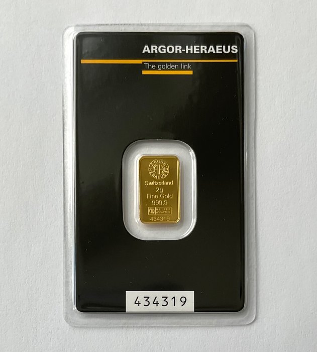 2 gram - Guld 999 - Argor-Heraeus - Forseglet  (Ingen mindstepris)