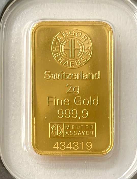 2 gram - Guld 999 - Argor-Heraeus - Forseglet  (Ingen mindstepris)