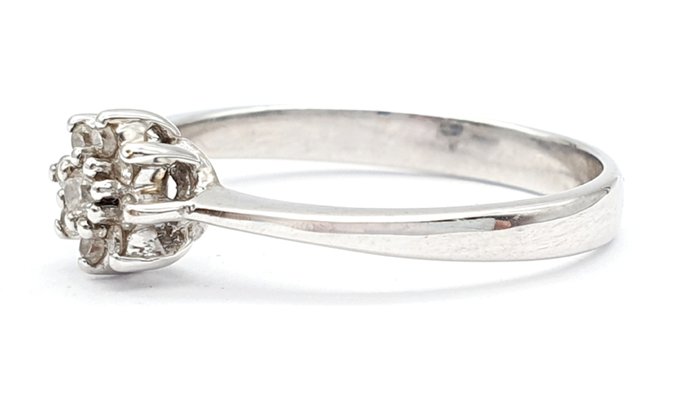 Ring - 18 kraat Hvidguld Diamant (Natur)