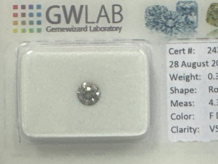 Ingen mindstepris - 1 pcs Diamant  (Naturfarvet)  - 0.31 ct - Rund - Fancy deep Grå - VS1 - Gemewizard Gemological Laboratory (GWLab)