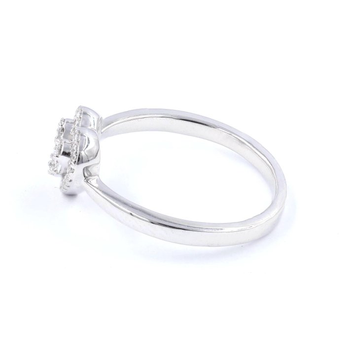 Ingen mindstepris - Ring - 14 karat Hvidguld -  0.14ct. tw. Diamant (Natur)