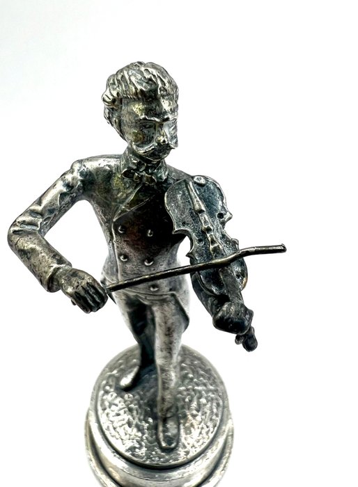 Miniature figurine - Violist op voet (groot model) - .925 sølv