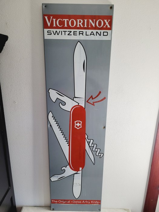 XXL Reclamebord, Victorinox, Zwitsers Zakmes, 1970 - Reklameplakat - Metal