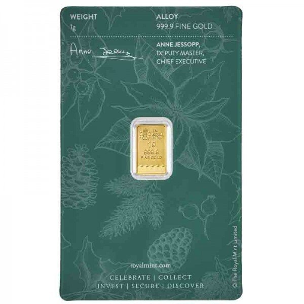 1 gram - Guld 999 - Royal Mint – Britannia "Merry Christmas" - Forseglet  (Ingen mindstepris)