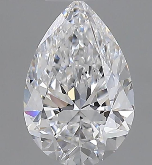 1 pcs Diamant  (Natur)  - 0.60 ct - Pære - D (farveløs) - VVS2 - Gemological Institute of America (GIA) - Eks Ex