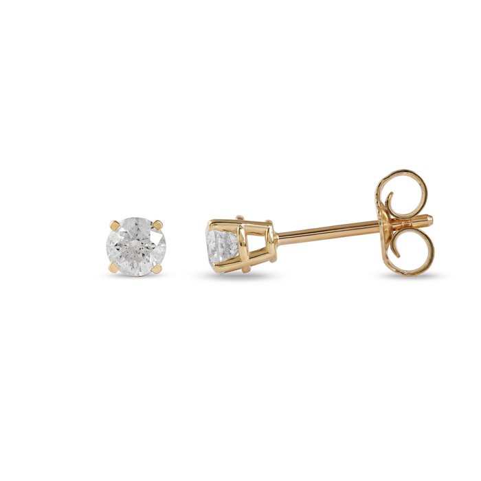 Øreringe - 14 karat Gulguld -  033ct tw Diamant (Natur) - Diamant stud