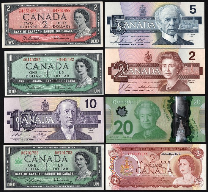 Canada. - 8 Banknotes - various dates  (Ingen mindstepris)