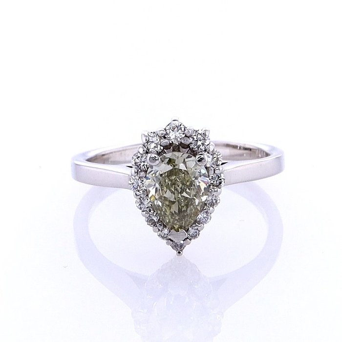 Ring - 14 karat Hvidguld -  0.80ct. tw. Diamant (Naturfarvet) - Diamant