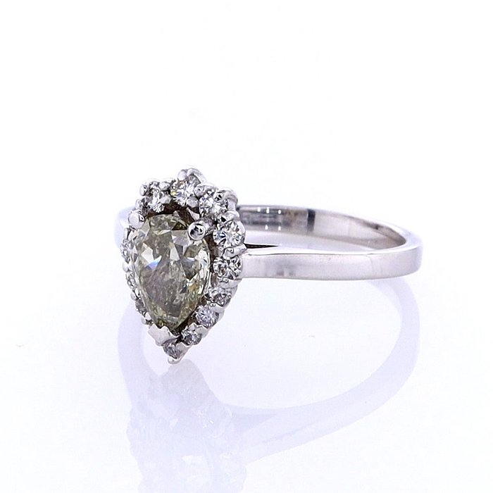 Ring - 14 karat Hvidguld -  0.80ct. tw. Diamant (Naturfarvet) - Diamant