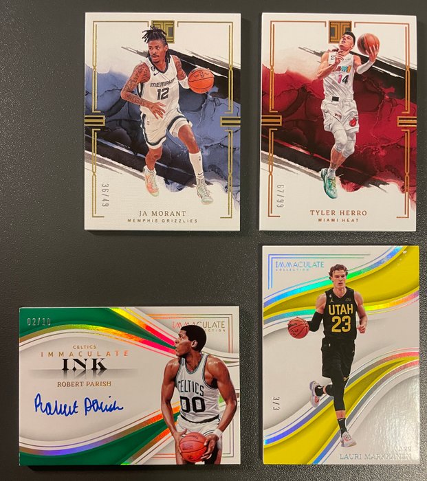 2022 Immaculate  Impeccable Collection - Gold Auto  numbered parallels - Robert Parish Lauri Markkanen Ja Morant Tyler Herro /3 /10 /25 /49 - 4 Card - Næsten så god som ny (NM)