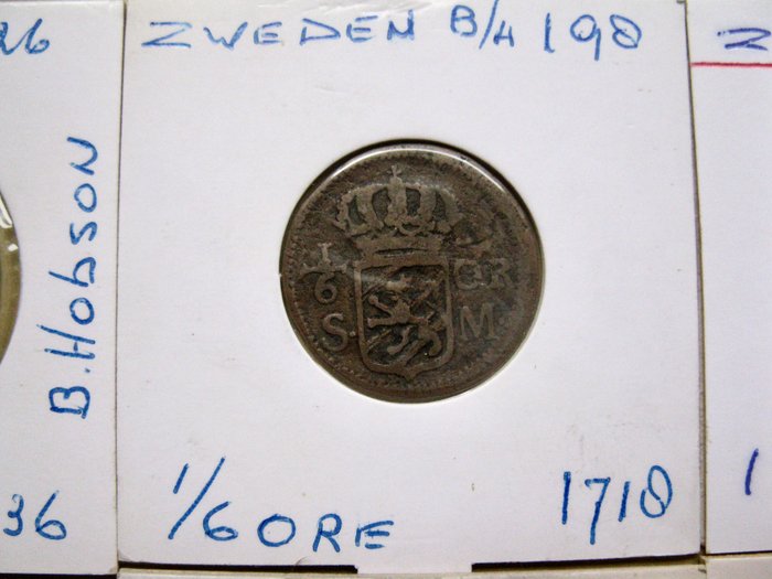 Sverige. Collection of 9 different "old" coins 1636-1875 including silver 1/8 Riksd. 1833  (Ingen mindstepris)