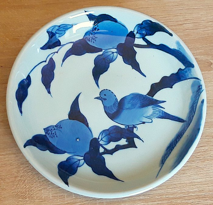 Fad - ANTIK blå  hvid porcelæn KO-IMARI Trendy FUGL, EDO 17-18.