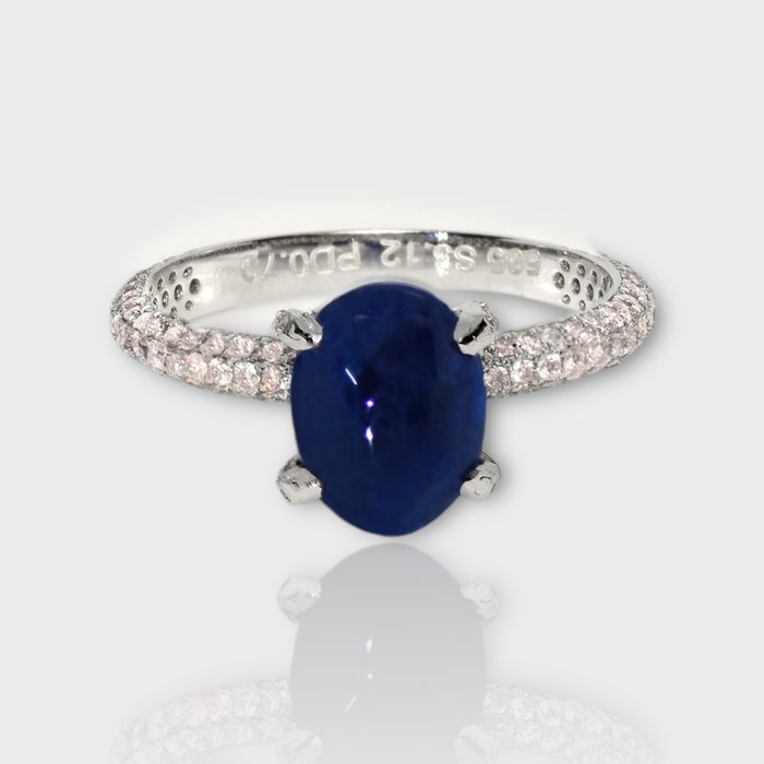 Ingen mindstepris - Ring - 14 karat Hvidguld -  382ct tw Safir - Diamant - IGI 312 ct blå