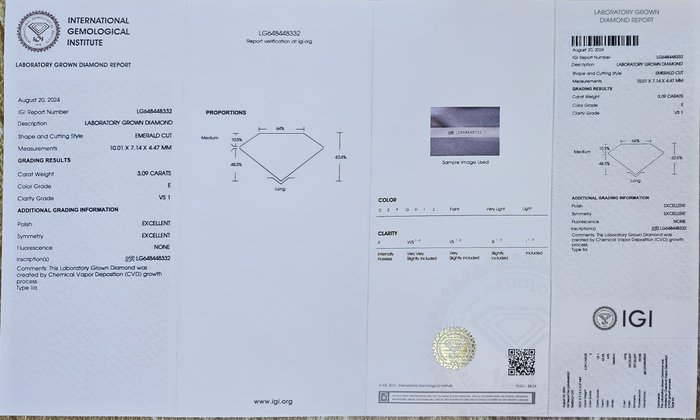 Ingen mindstepris - Ring Platin -  3.28ct. tw. Diamant (Laboratoriedyrket) - Diamant - E, VS1