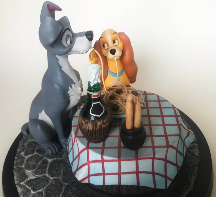 Statuette, Lady and the Tramp - 28 cm - Harpiks - 2016