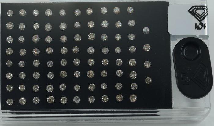 84 pcs Diamant  (Naturfarvet)  - 342 ct - Rund - Light Brun - I1 I2 - International Gemological Institute (IGI) - Forseglede æske diamanter