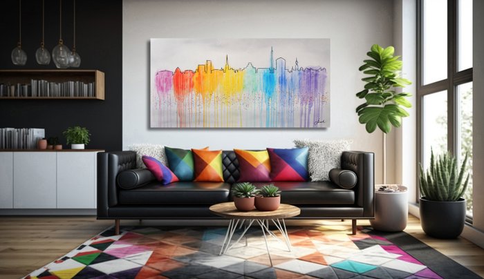 Monika Spiewak - City - XXL -  on Frame - Ready to Hang - 100% Hand Painted