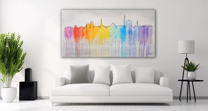 Monika Spiewak - City - XXL -  on Frame - Ready to Hang - 100% Hand Painted