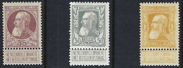 Belgien 1905 - Leopold II "Bredt skæg" - OBP/COB 74/80