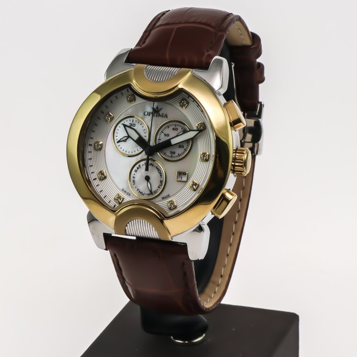 Optima - Swiss chronograph - OSC233-SGL-7 - Brown Strap - Ingen mindstepris - Mænd - 2011-nu