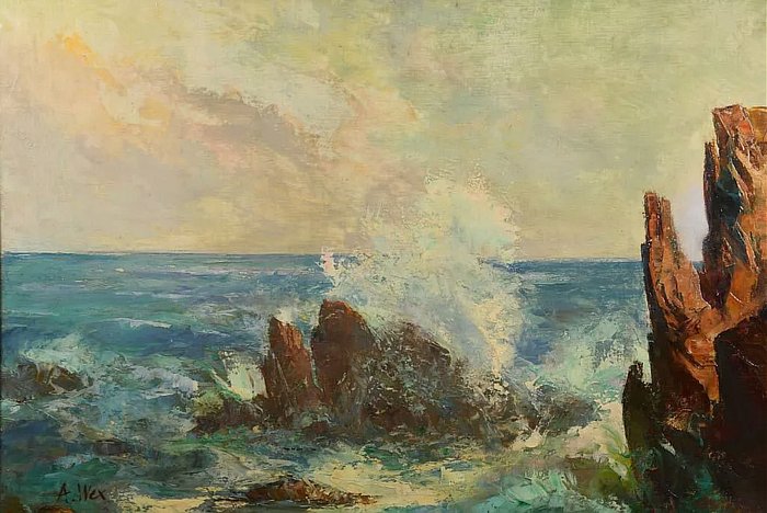 Adalbert Wex (1867-1932) - Coastal Waves  - (no-reserve)