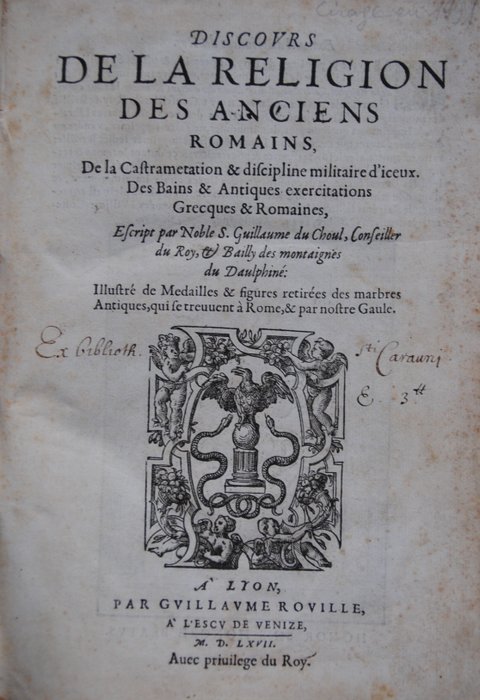 Guillaume du Choul - Discours de la Religion des Anciens Romains - 1567