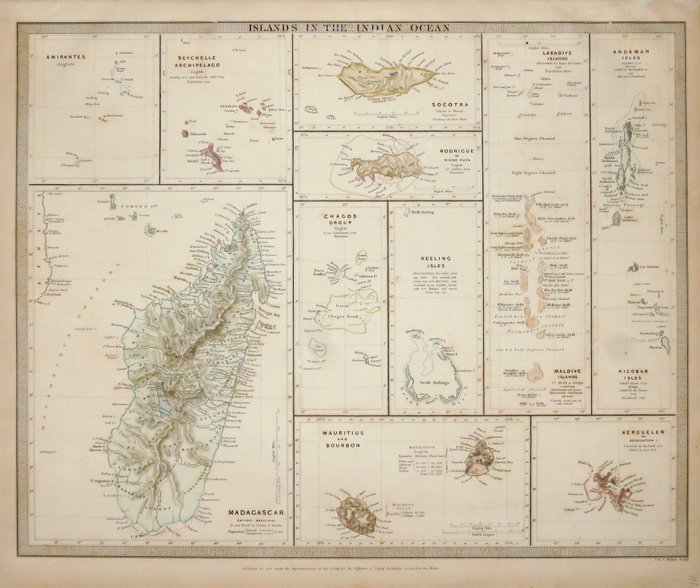 Asien - Madagaskar, Seychellerne, Maldiverne, Mauritius, Andamanøerne, Socotra; S.D.U.K. - Island in the Indian Ocean - 1839