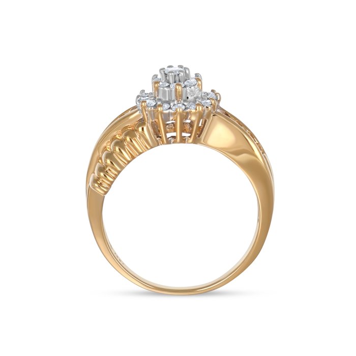 Ring - 14 karat Gulguld, Hvidguld -  0.41ct. tw. Diamant (Natur)