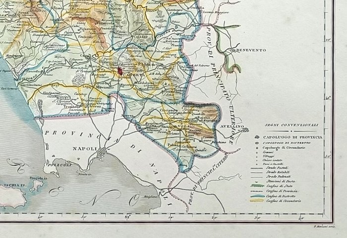 Italien - Campania / Caserta / Napoli / Avellino; Zuccagni Orlandini - Provincia di Terra di Lavoro - 1821-1850